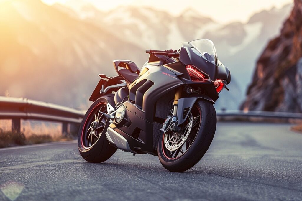 Moto sportive en action sur circuit