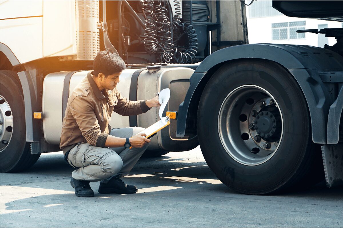 homme carnet d'entretien camion