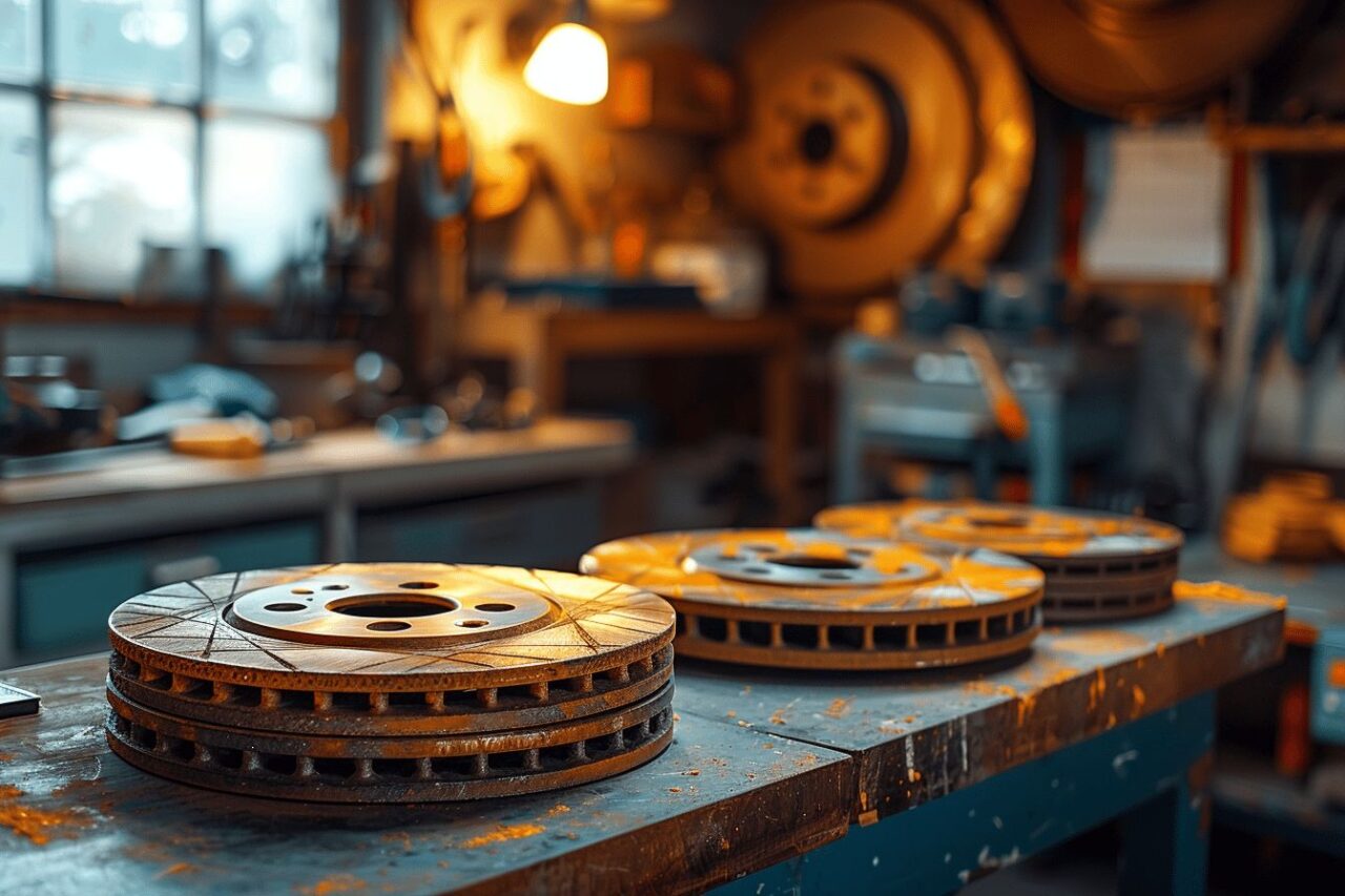 Plaquette de frein usée sur un support mécanique